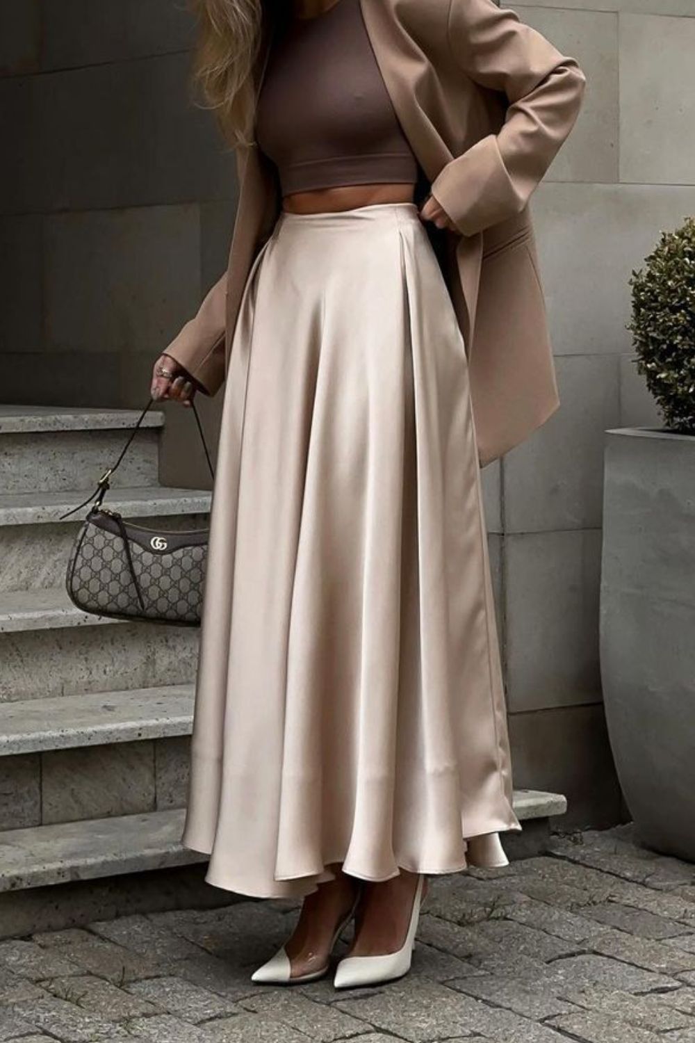 Back Elastic Waist Satin Minx Skirt - felvior