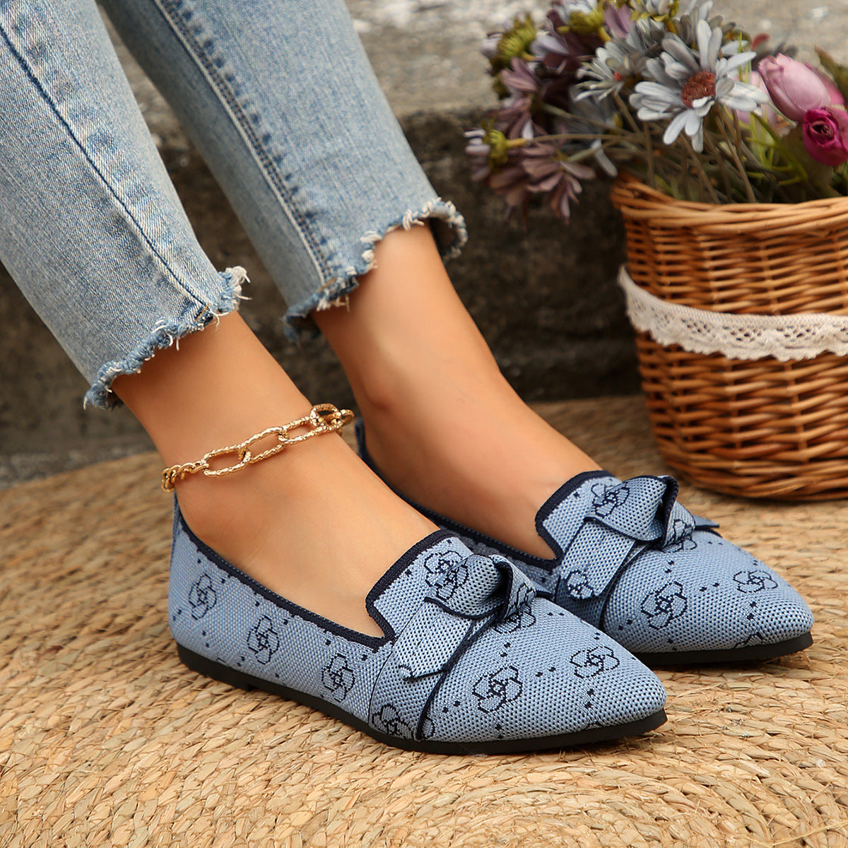 Mesh Point Toe Flat Slip-Ons - felvior
