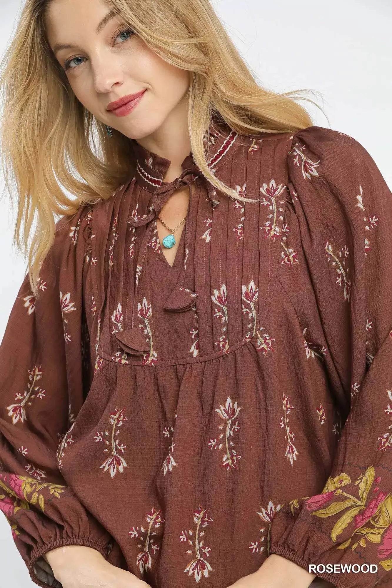 Umgee Floral Boho Peasant Blouse