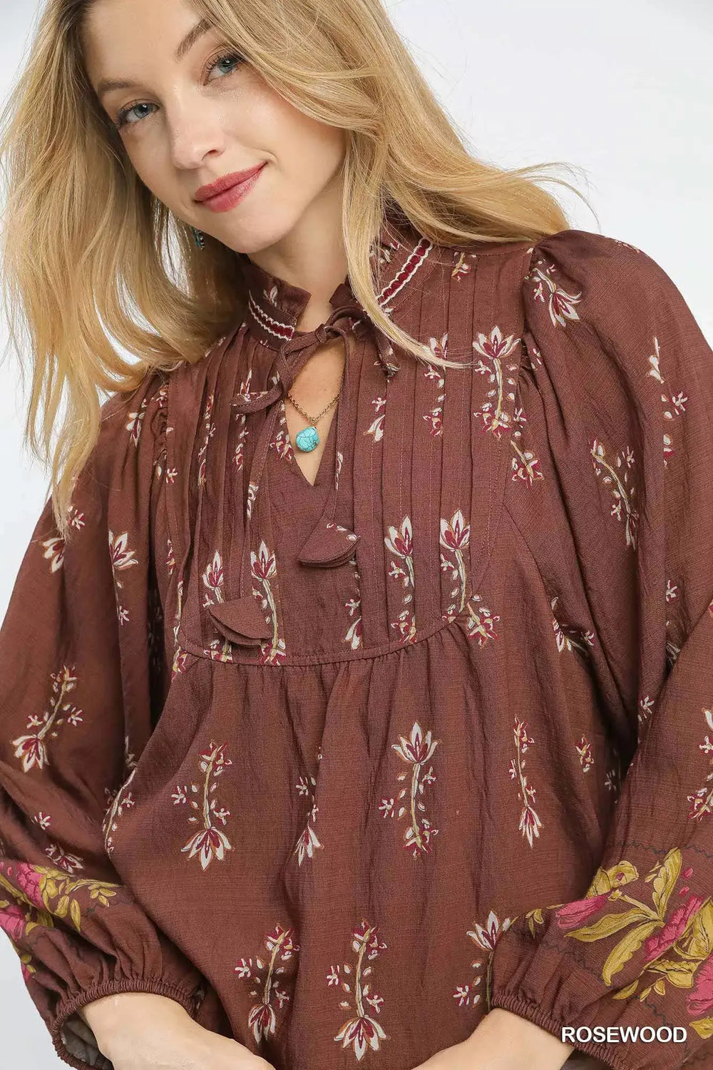 Umgee Floral Boho Peasant Blouse