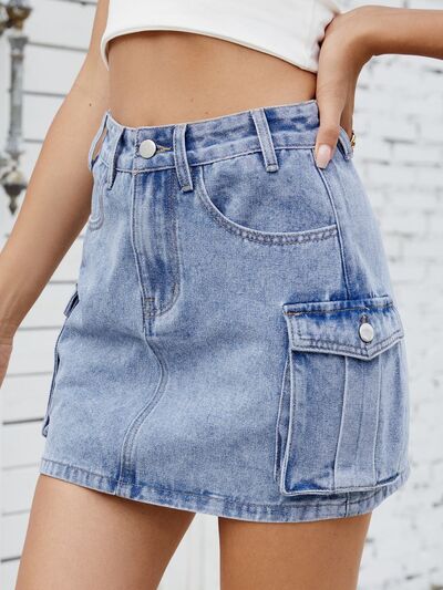 Cargo Denim Skirt