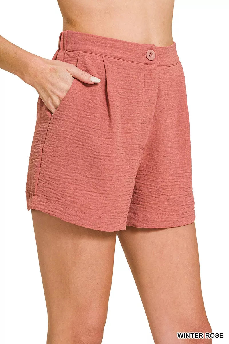 Zenana Woven Airflow Back Elastic Waist Shorts Secondary image