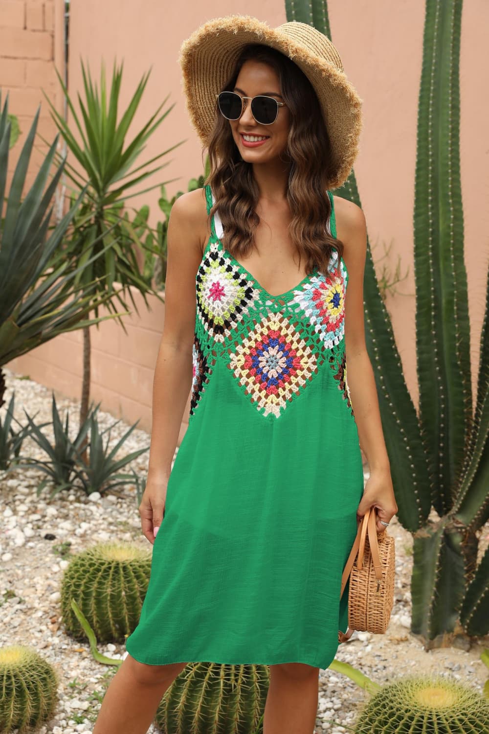 Openwork Sleeveless Embroidery Dress - felvior