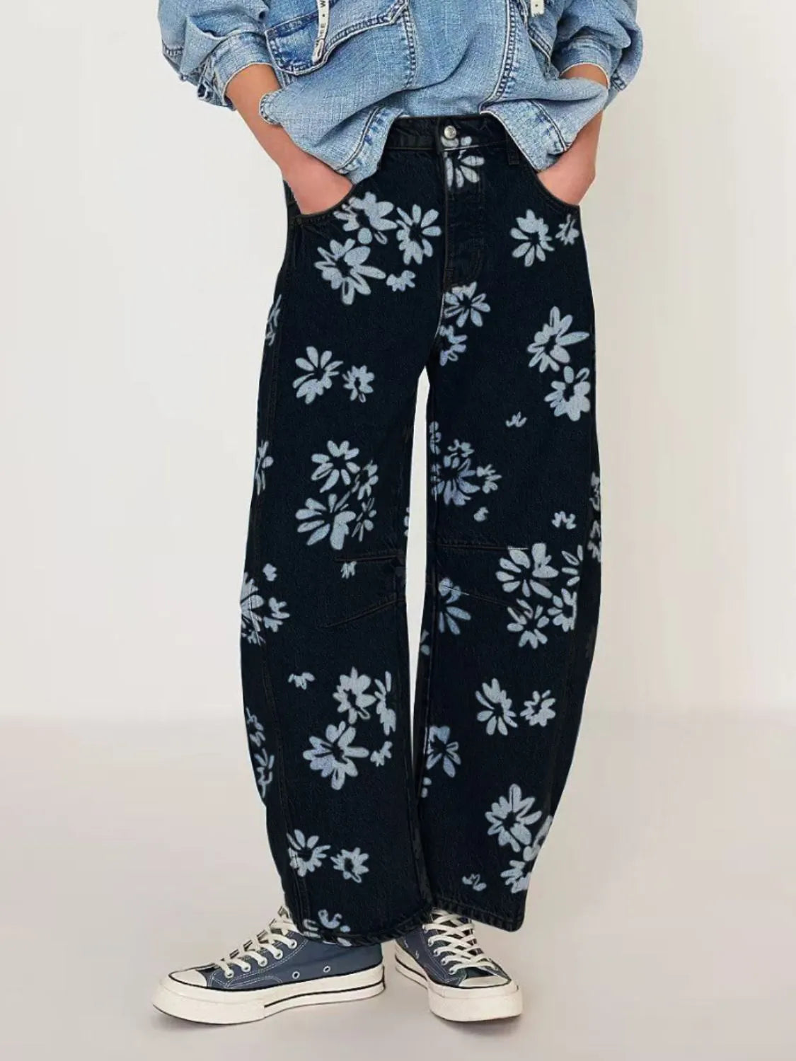 Printed Wide Leg Jeans - felvior