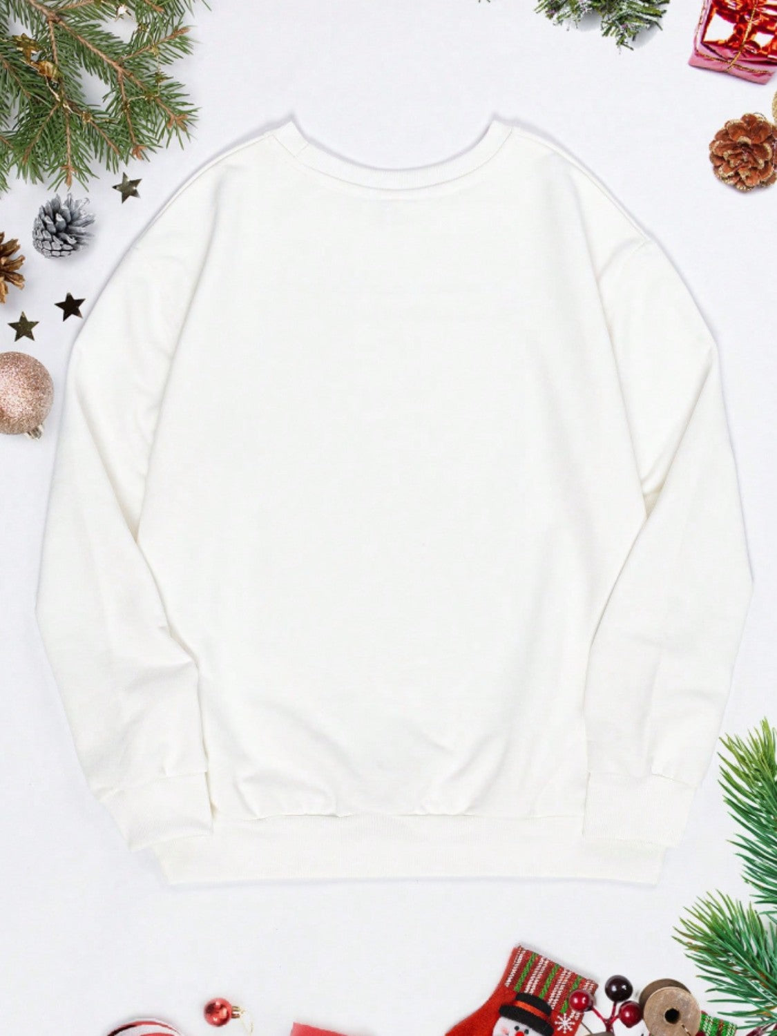Graphic Round Neck Long Sleeve Sweatshirt - felvior