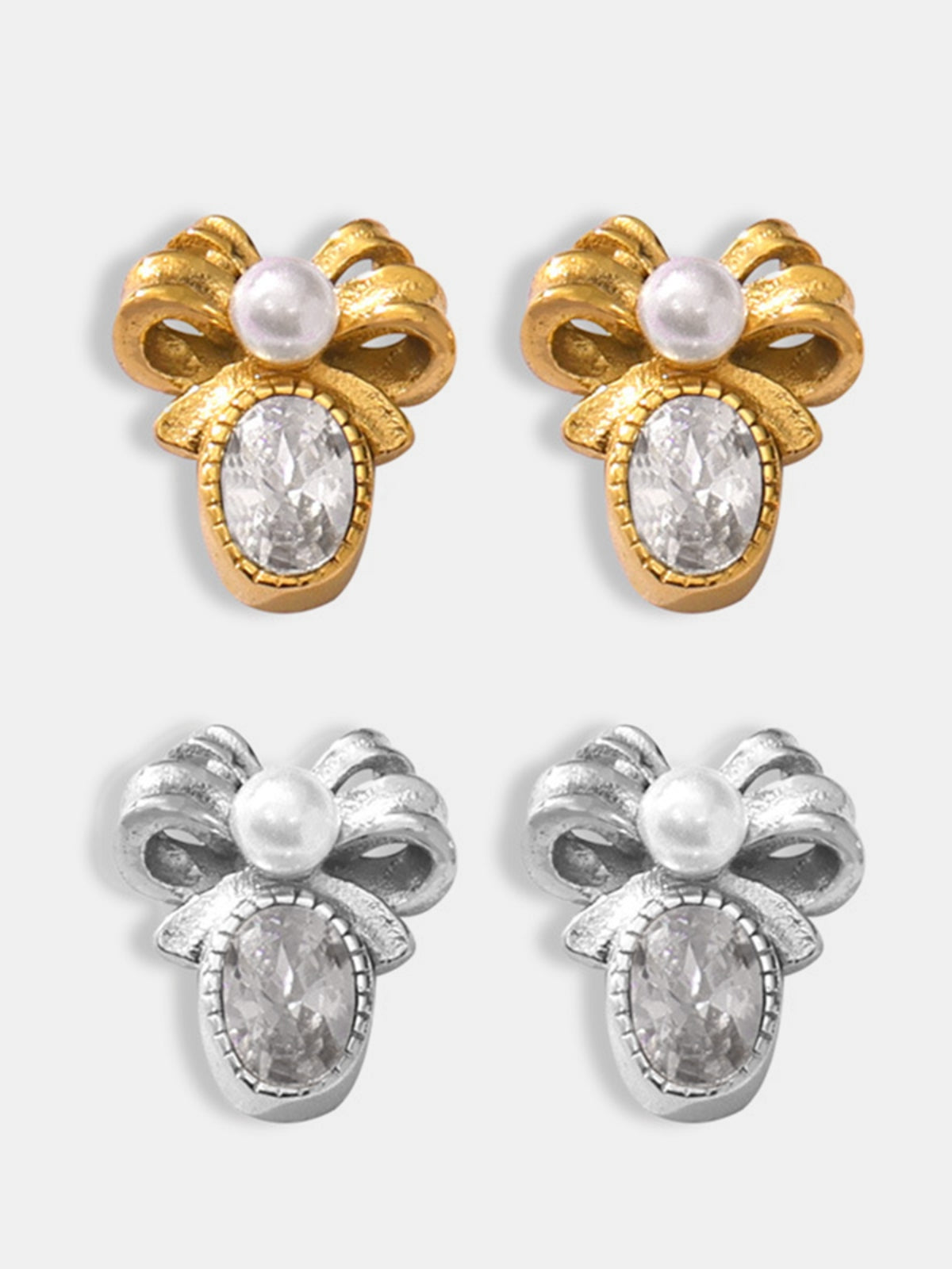 Titanium Steel Bow Stud Earrings - felvior
