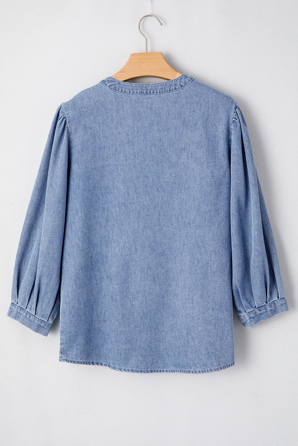 Bow Tie Long Sleeve Denim Top - felvior