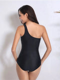 One Shoulder Polka Dot One-Piece Swimwear - felvior