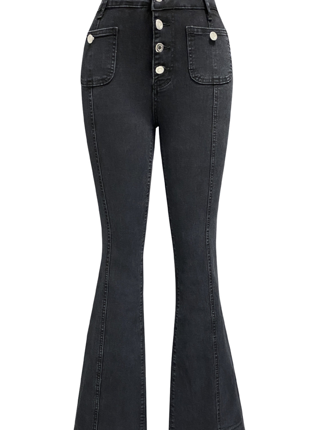 Button Fly High Waist Flare Jeans