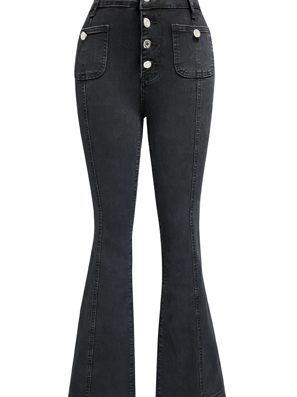 Button Fly High Waist Flare Jeans