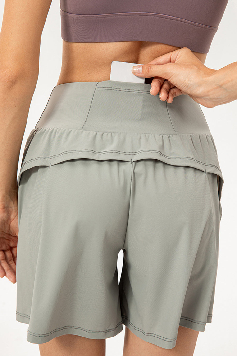 Pocketed Elastic Waist Active Shorts - felvior