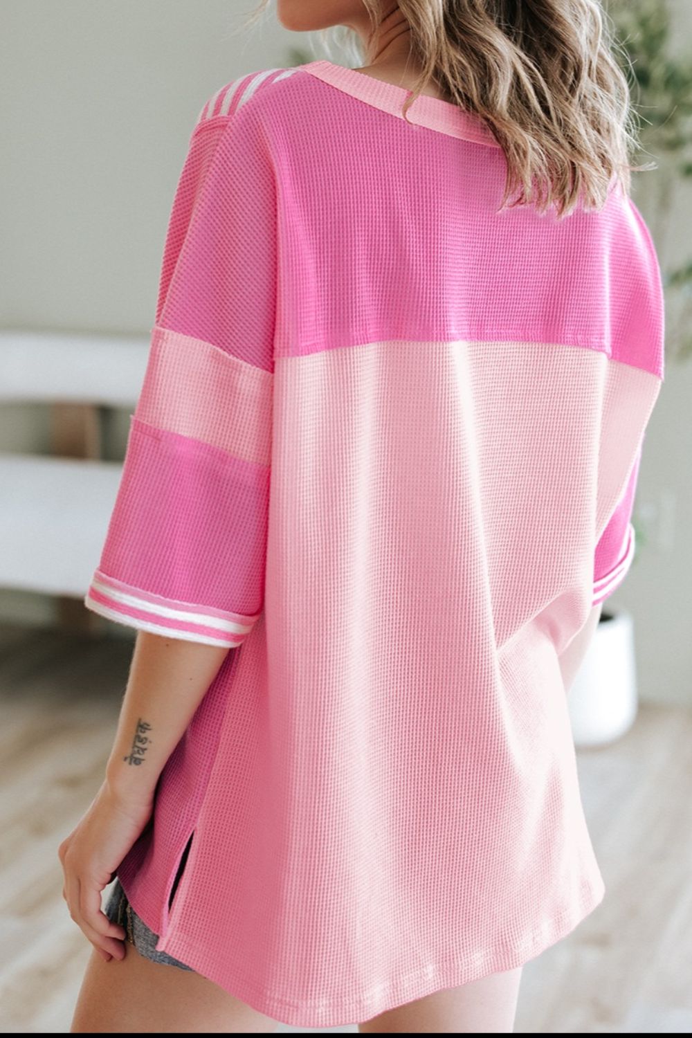 Stripe Color Block Half Sleeve T Shirt