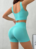 Scoop Neck Wide Strap Tank and Shorts Active Set - felvior