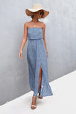 Strapless Split Maxi Dress - felvior