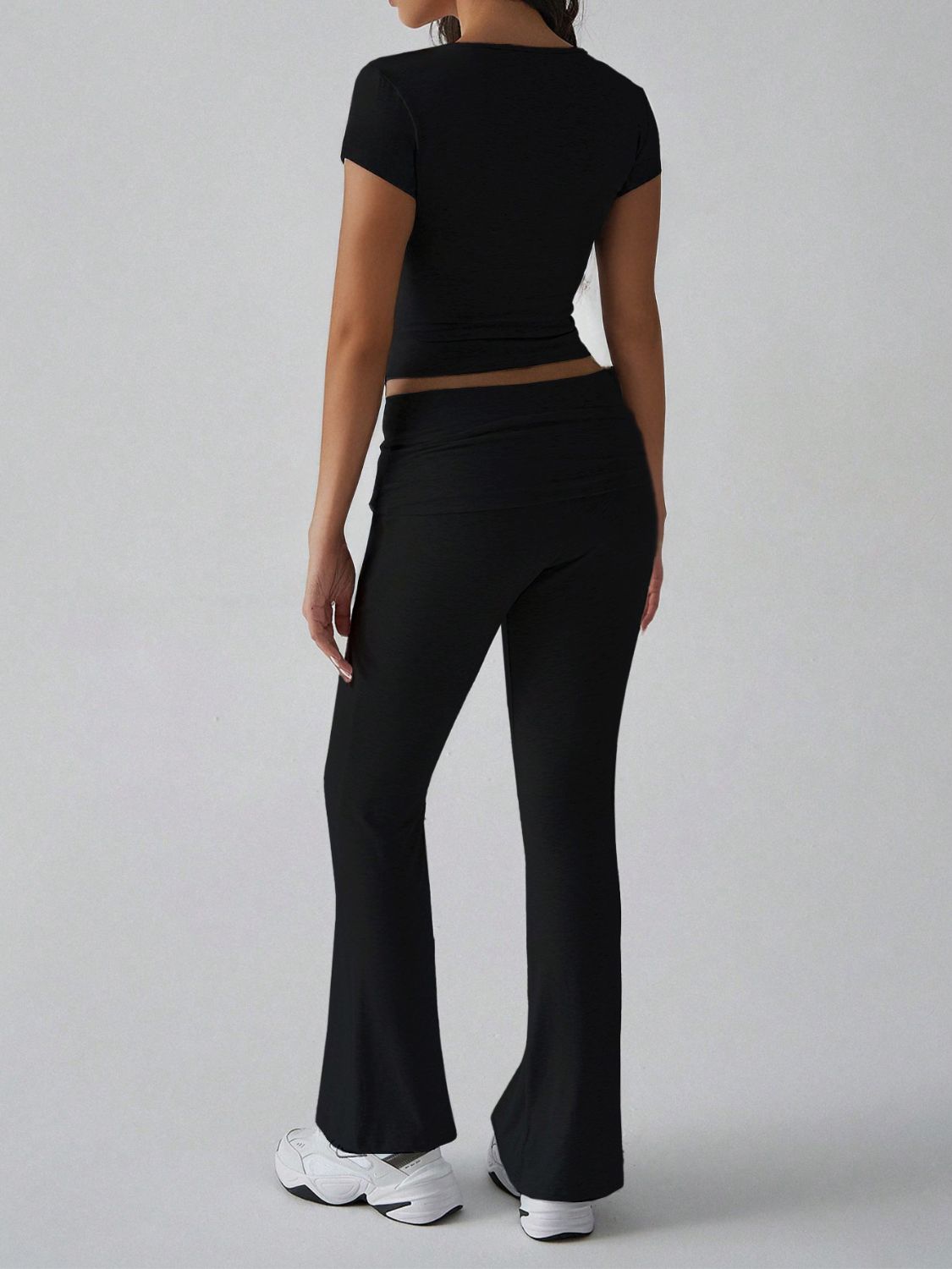 Devine V-Neck Top and Bootcut Leggings Set - felvior
