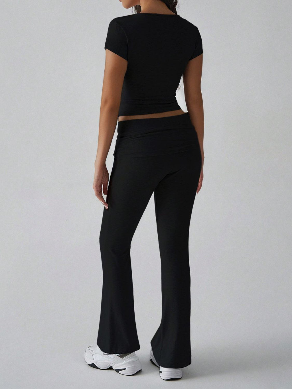 Devine V-Neck Top and Bootcut Leggings Set