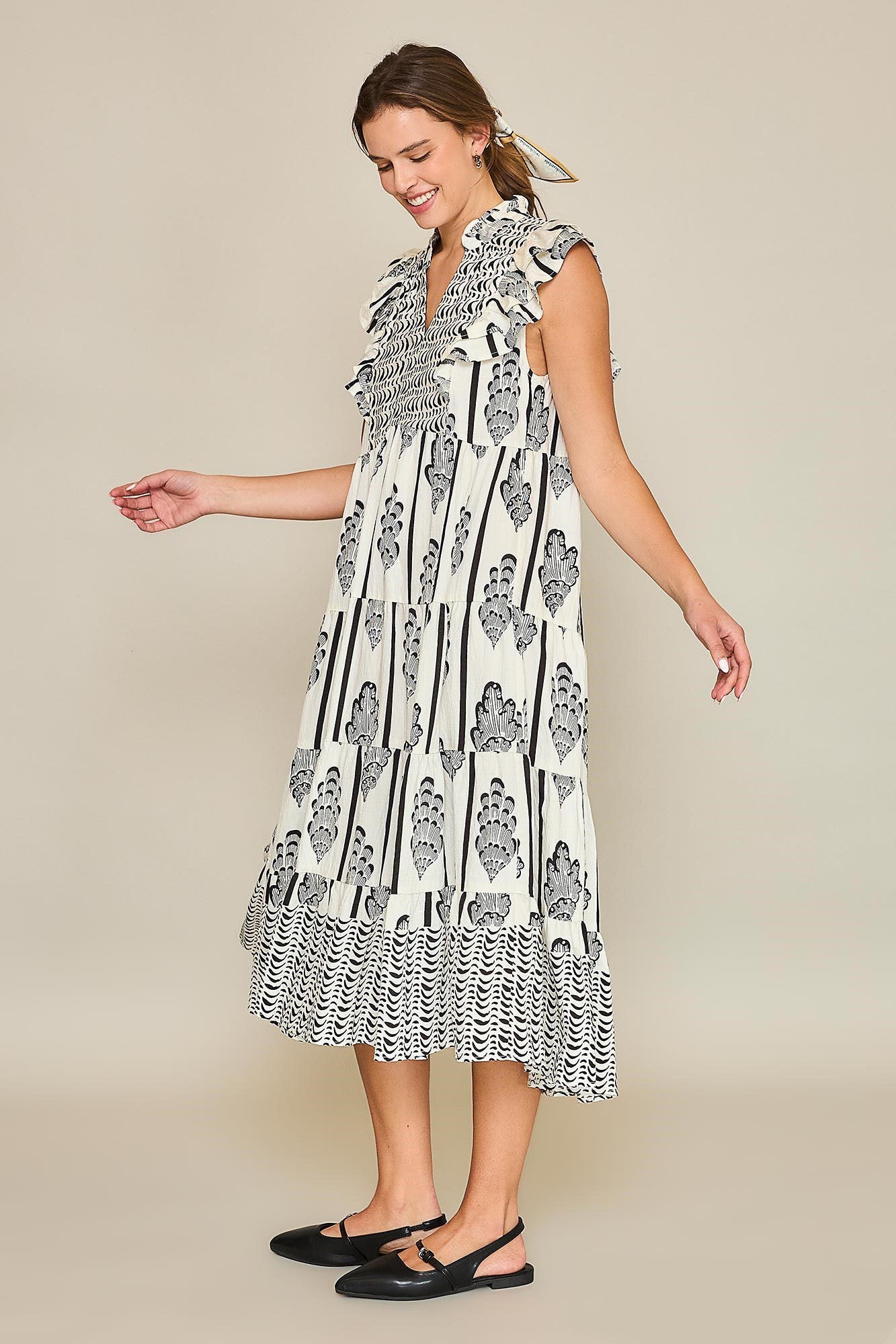 Umgee Full Size Boarder Print Midi Dress Plus Size Secondary image