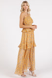 Mittoshop Ruffled Smocked Floral Halter Neck Maxi Dress - felvior
