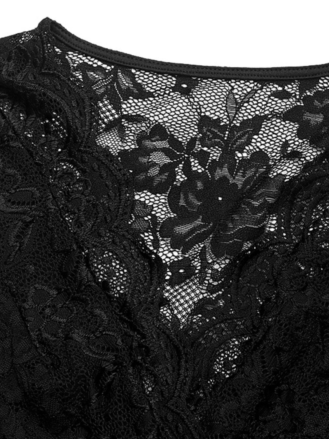 Perfee Lace V-Neck Cap Sleeve Bodysuit - felvior