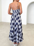 Printed Square Neck Midi Cami Dress - felvior