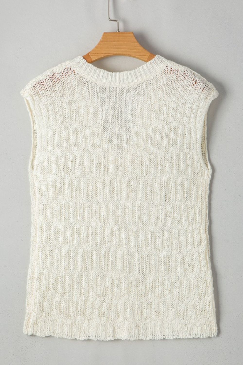 Notched Cap Sleeve Knit Top - felvior