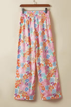Drawstring High Waist Printed Wide leg Pants