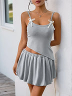 Asymmetrical Bow Cami and Skirt Set