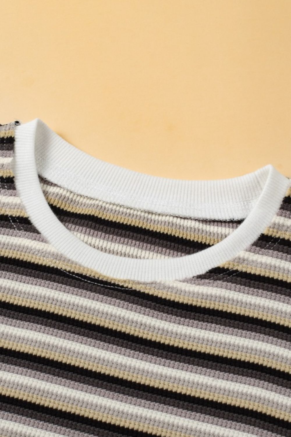 Striped Round Neck Short Sleeve Top and Pants Set - felvior