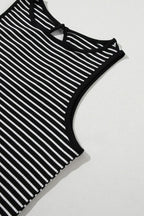 Striped Ribbed Round Neck Tank