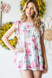 Heimish Full Size Butterfly Short Sleeve Round Neck Floral Print Tiered Top Plus Size - felvior