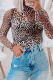Turtleneck Leopard Long Sleeve Bodysuit - felvior