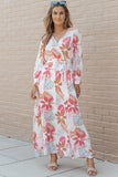 Printed Tie Waist Maxi Dress - felvior