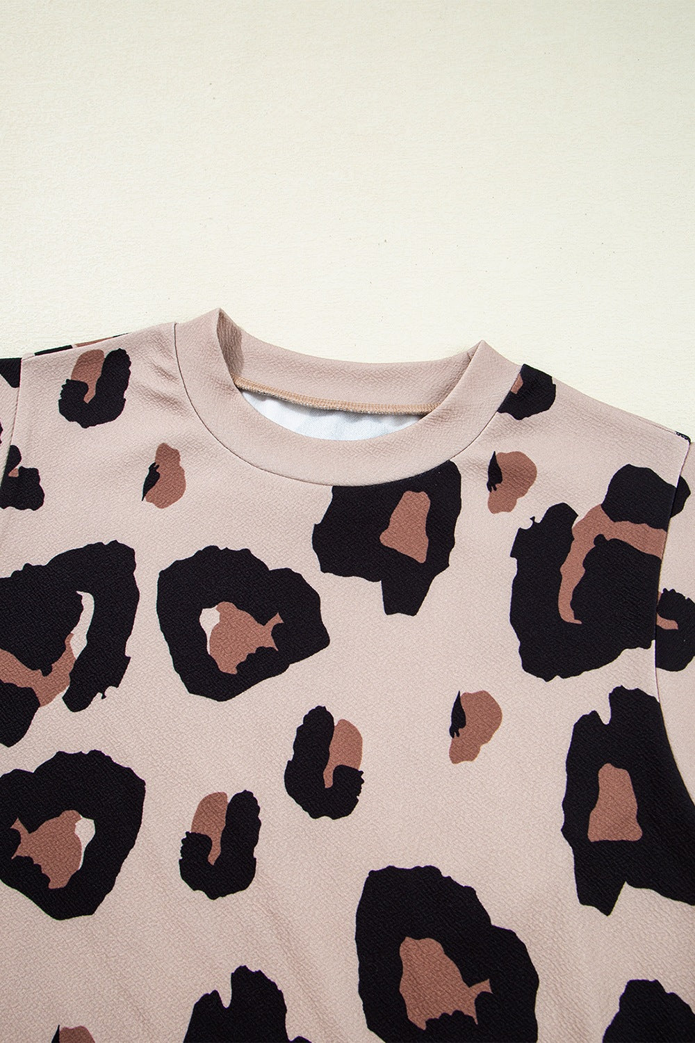 Leopard Round Neck Cap Sleeve T-Shirt