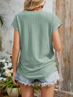 Eyelet V-Neck Short Sleeve Top