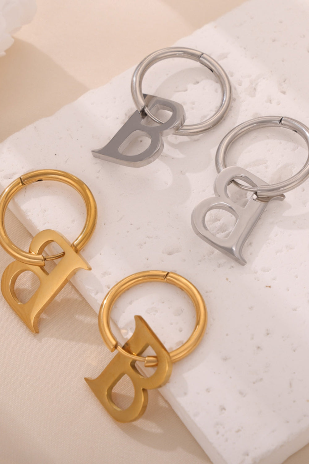 Titanium Steel Letter Hoop Earrings - felvior