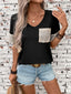 Sequin V-Neck Short Sleeve T-Shirt