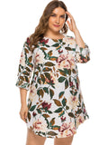 Full Size Floral Long Sleeve Mini Dress - felvior