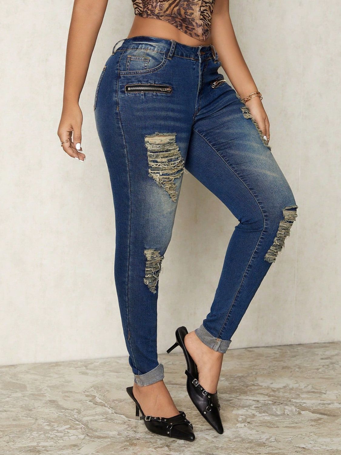 Distressed Skinny Jeans - felvior