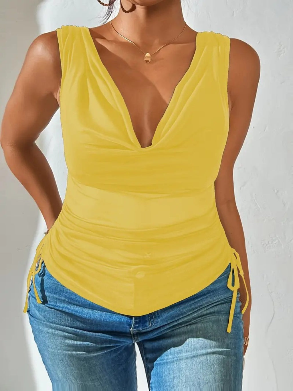 Side Drawstring Ruched Tank