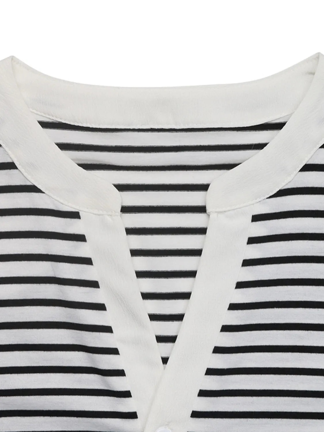 Striped Notched Short Sleeve T-Shirt