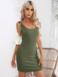 Scoop Neck Sleeveless Bodycon Dress - felvior