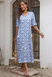 Printed Tassel Tie Flounce Sleeve Dress - felvior