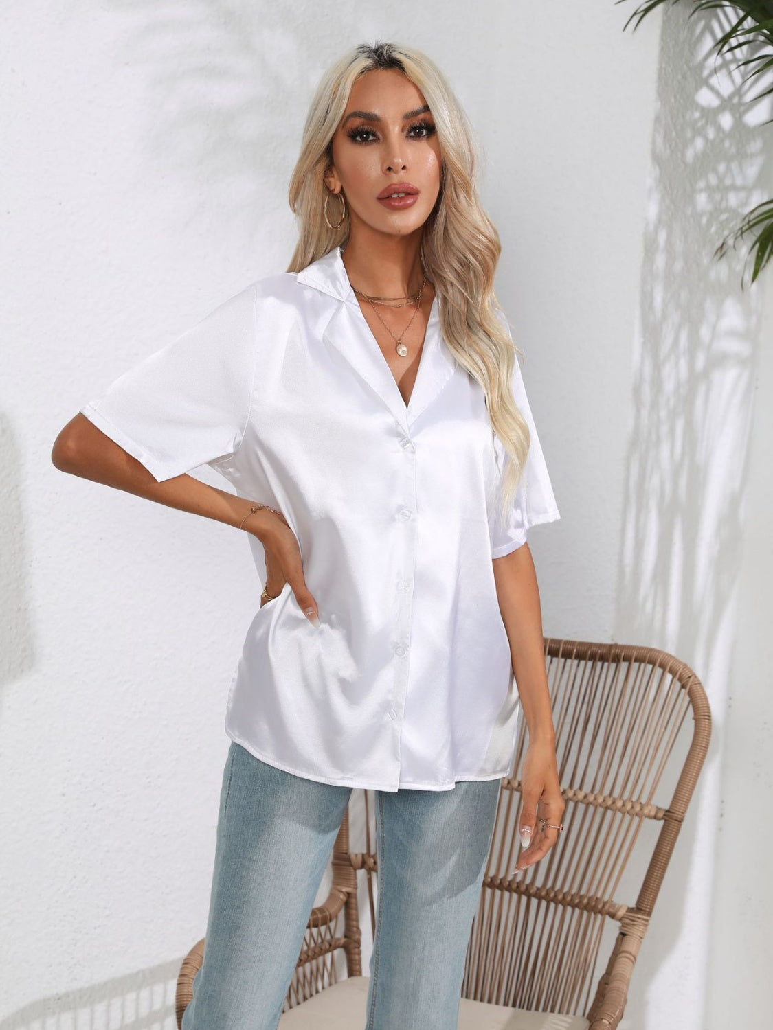 Button Down Short Sleeve Shirt - felvior
