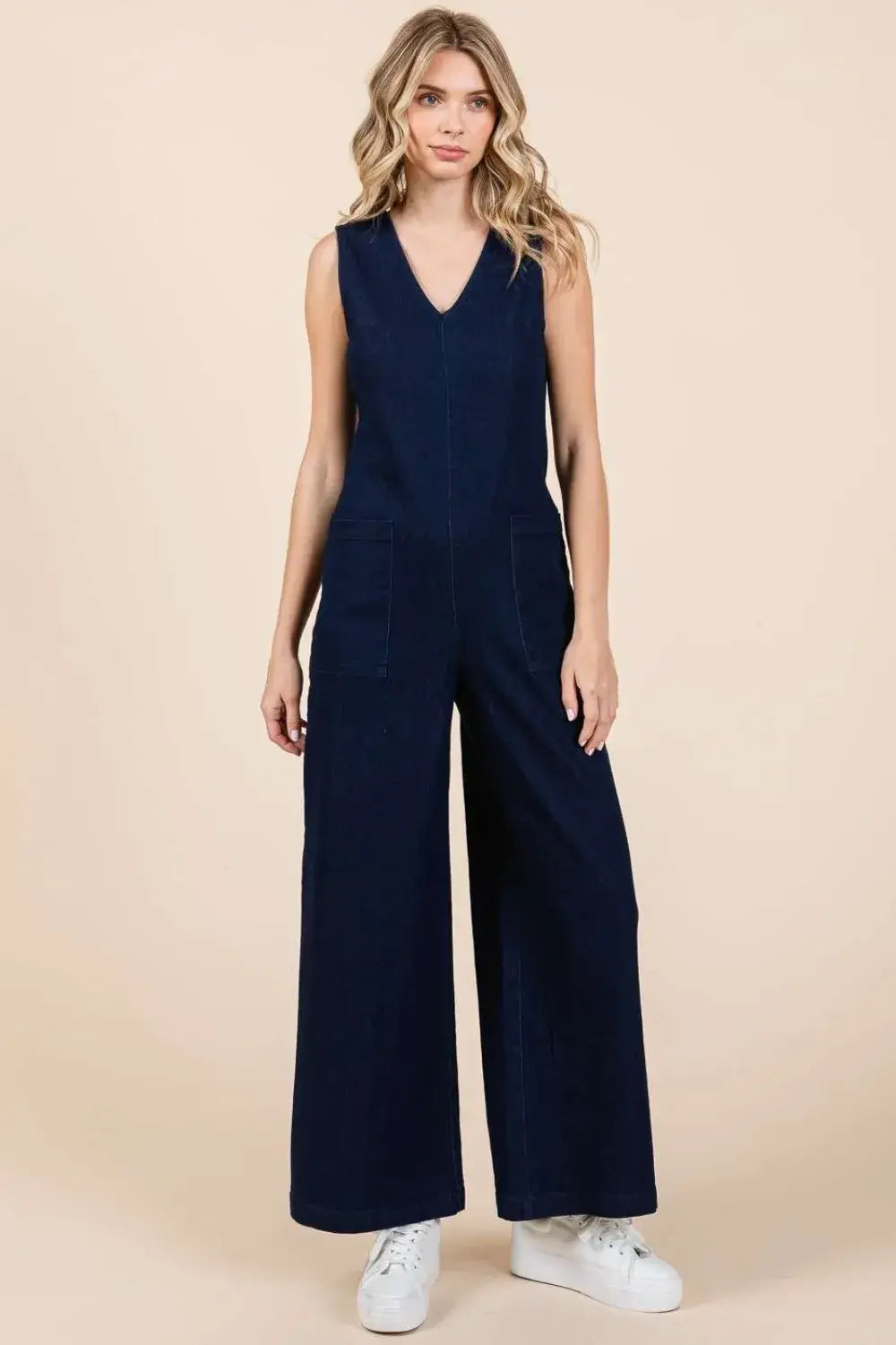 Mittoshop Sleeveless Wide Leg Denim Jumpsuit Hauptbild