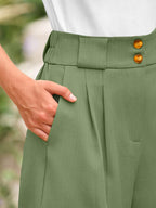 Two Button Wide Waistband Shorts