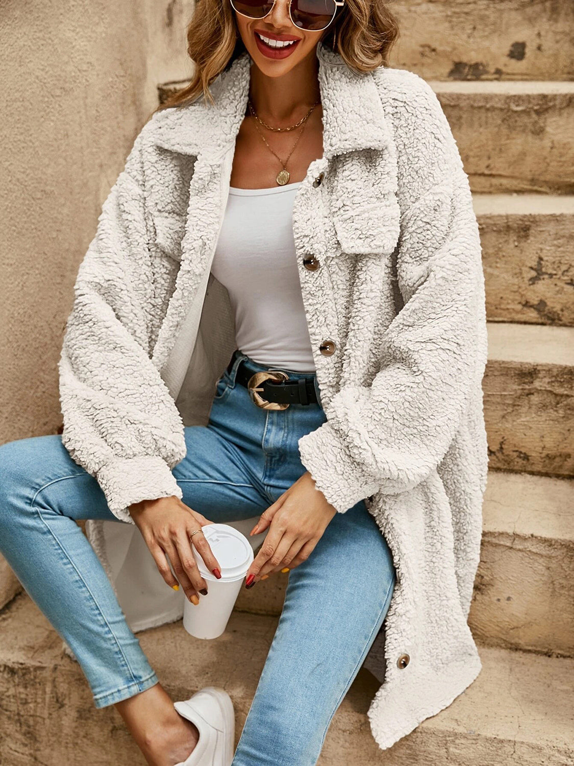 Collared Button Down Coat - felvior