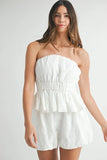 MABLE Floral Eyelet Lace Tube Top and Short Set - felvior