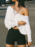 Devine One Shoulder Long Sleeve T-Shirt - felvior