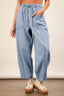 VERY J Washed Chambray Barrel Denim Pants