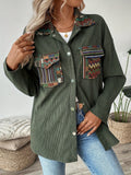 Snap Down Long Sleeve Jacket with Chest Pockets - felvior